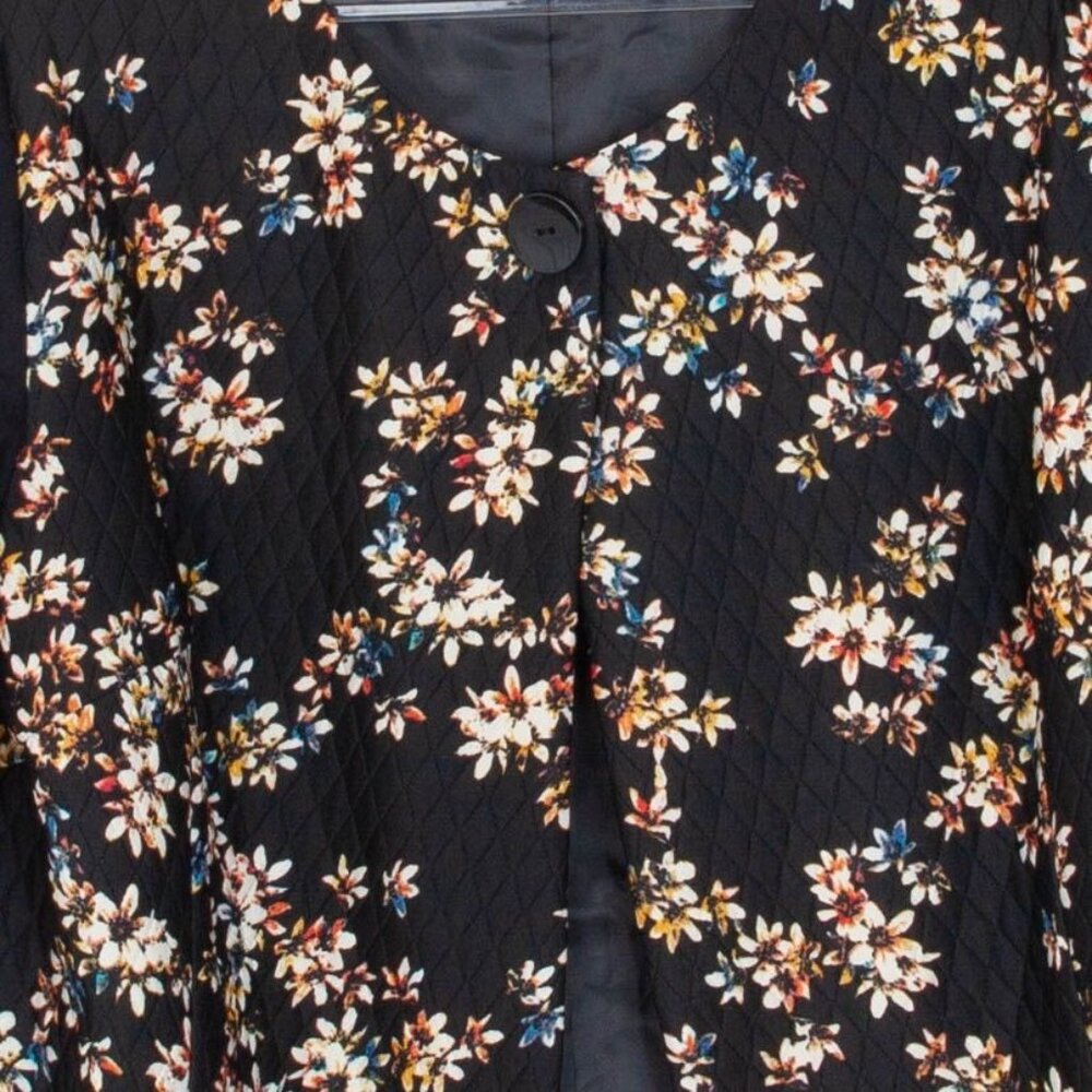 Logo Lori Goldstein Womens Quilted Floral Jacket Size‎ 16 Black Lagenlook Fairy - Picture 4 of 9